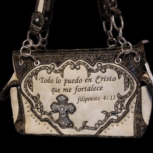 WESTERN RHINESTONE BIBLE VERSE HANDBAGS CONCEALED WEAPON PURSES
